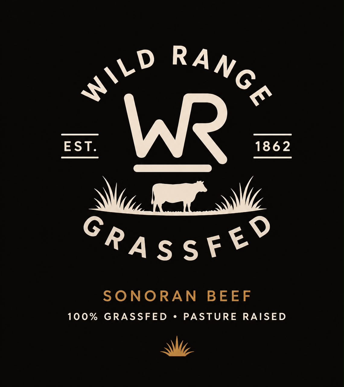 Logotipo Wild Range WR — Grassfed Sonoran Beef